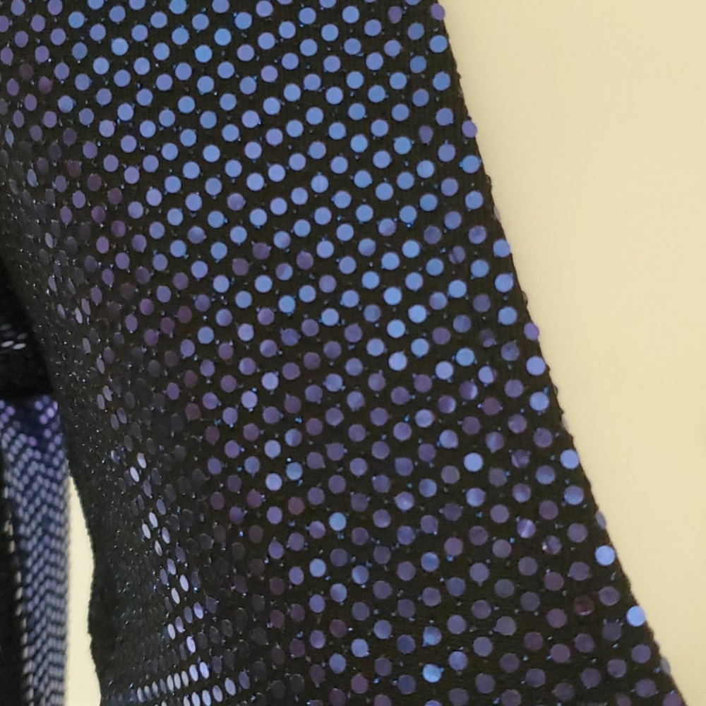 Mind Code Blue Metallic Mini Dress Long Sleeve - image 2